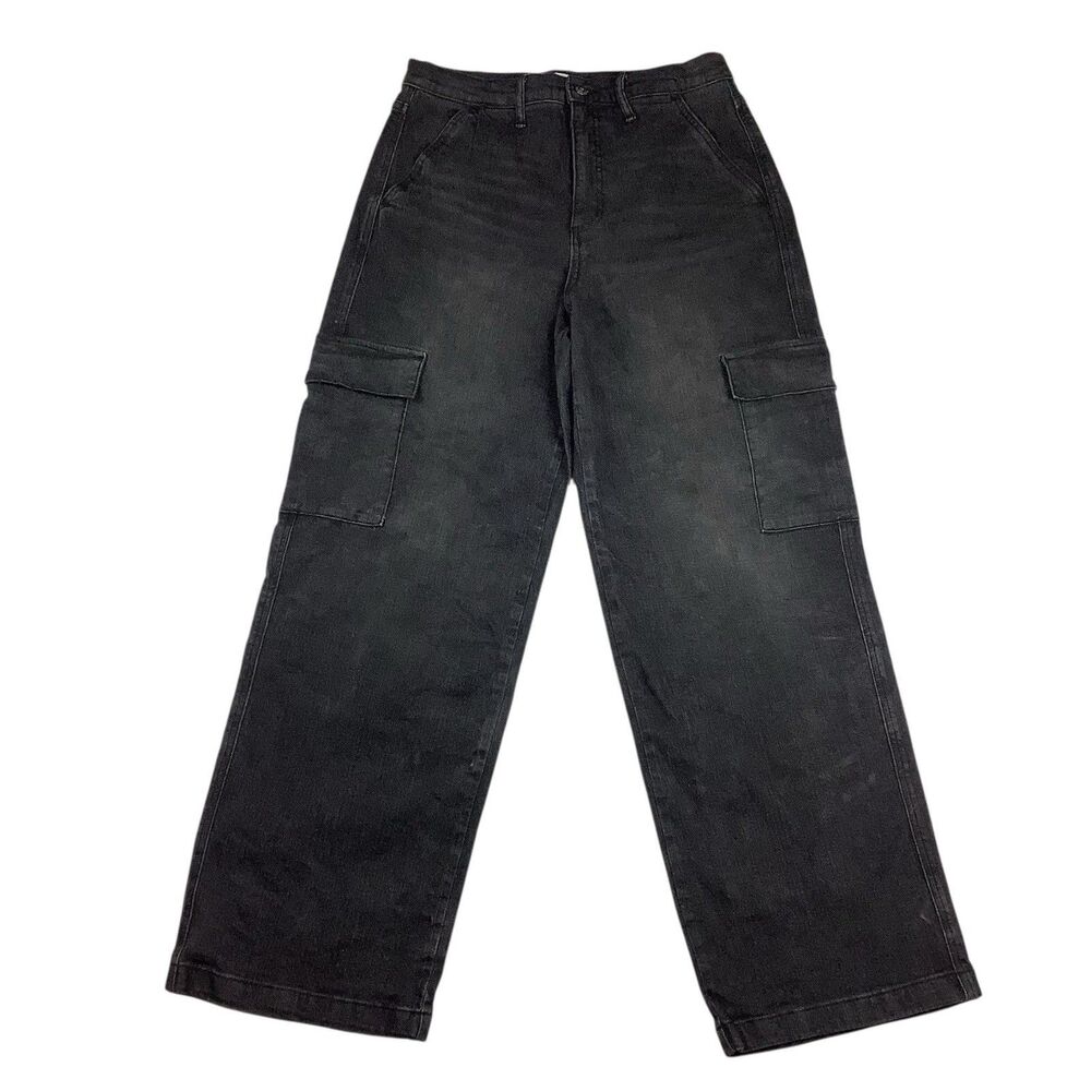 Jessica Simpson High Rise Baggy Cargo Jeans Women 8 Washed Black 90s Streetwear